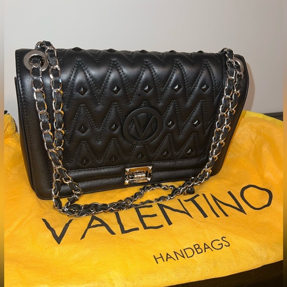 MARIO VALENTINO Alice Diamond Quilted Leather Shoulder Bag Black - Picture 5 of 5